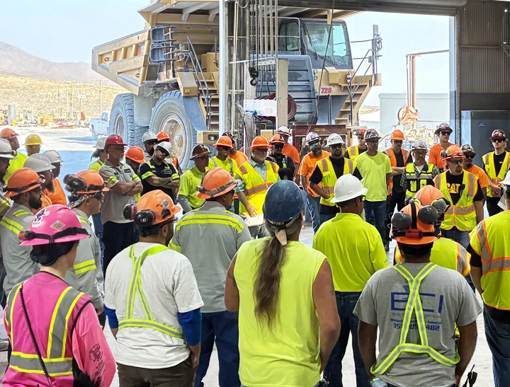 Town hall safety meeting at mine
